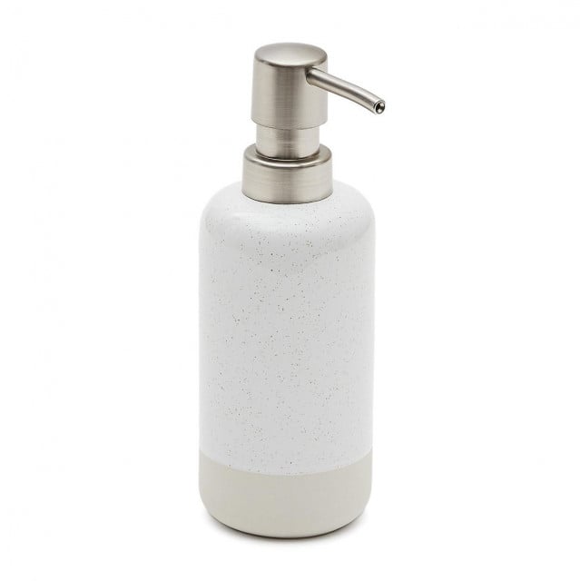 Dispenser sapun lichid alb din ceramica si metal 7x19 cm Selis Kave Home