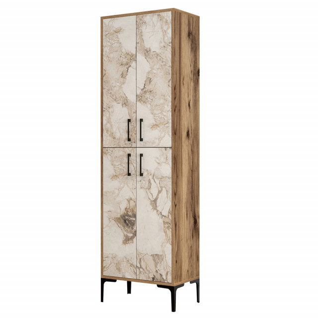 Dulap alb/maro din lemn 200 cm Berlin A Marble The Home Collection