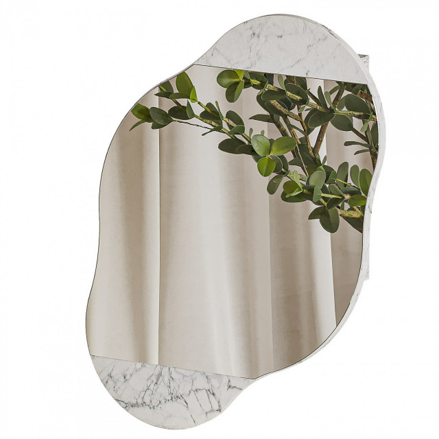 Dulap cu oglinda pentru baie alb/gri din lemn Carrara The Home Collection