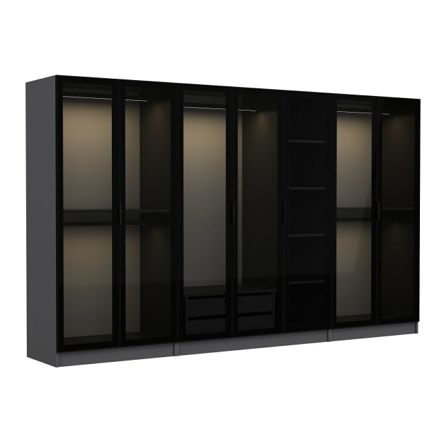 Dulap gri antracit/negru din lemn 210 cm Kale Long The Home Collection