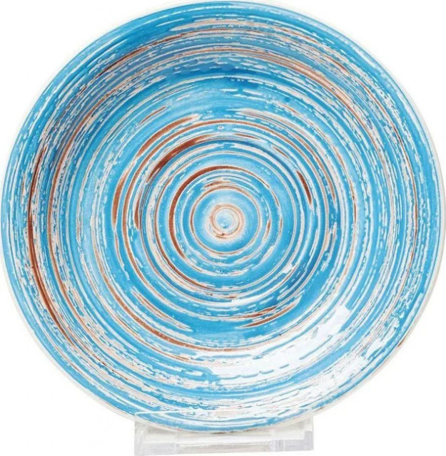 Farfurie intinsa albastra/maro din ceramica 19 cm Swirl Kare