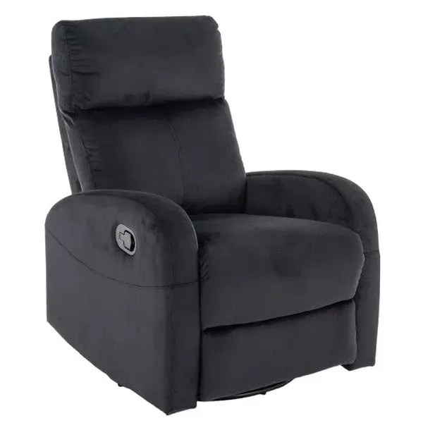Fotoliu recliner negru din catifea Olimp The Home Collection