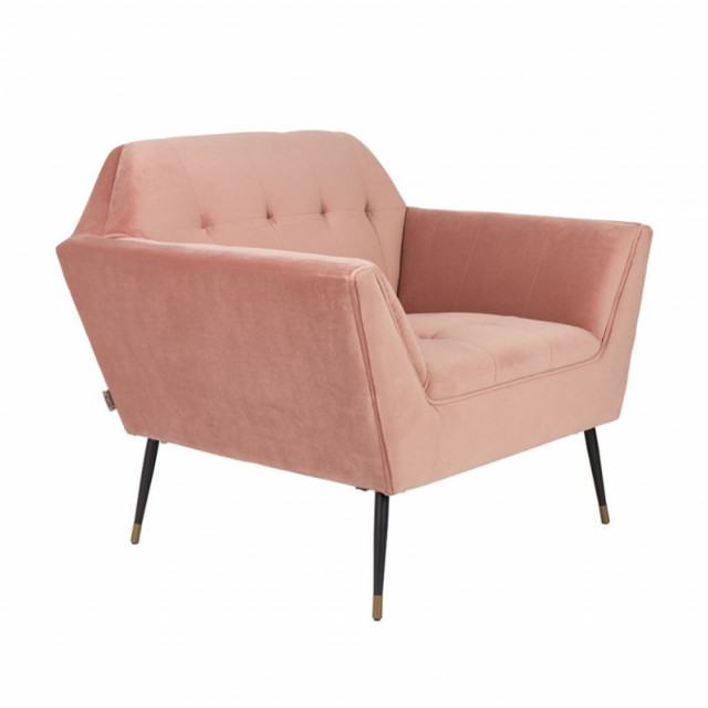 Fotoliu roz din catifea Kate Pink Clay Lounge Dutchbone