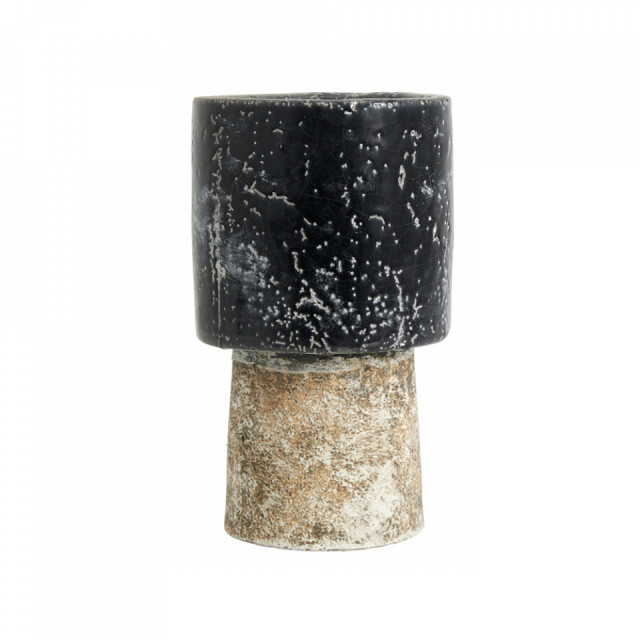 Ghiveci negru/alb din ceramica 14 cm Reso Nordal
