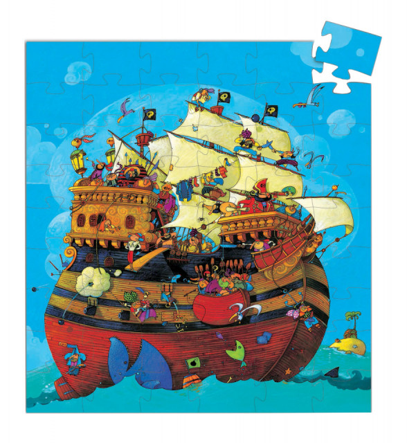 Joc tip puzzle multicolor din carton Barbarossa's boat Djeco