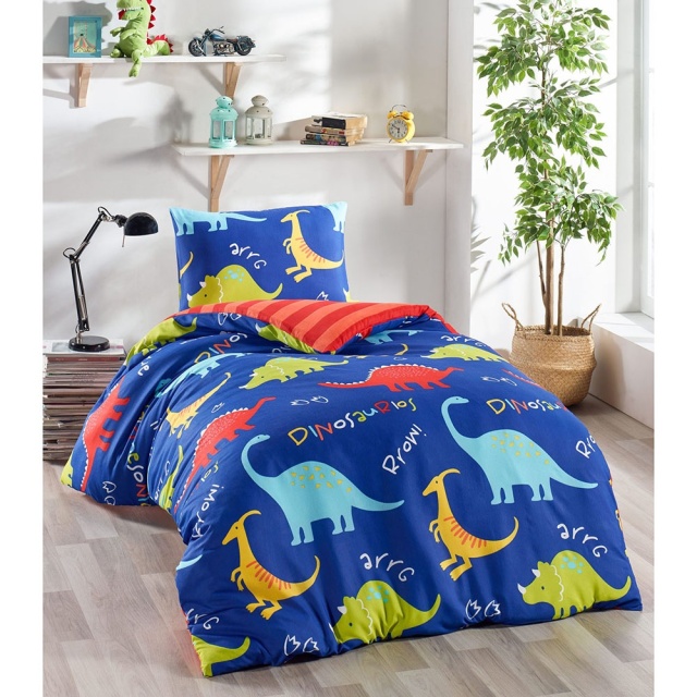 Lenjerie pat multicolora din bumbac Dino Single The Home Collection