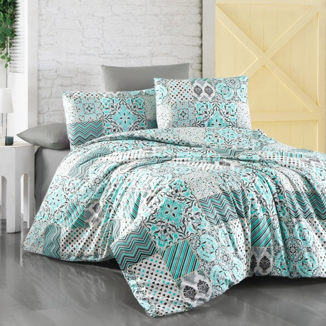 Lenjerie pat multicolora din bumbac Sleep Well Single The Home Collection