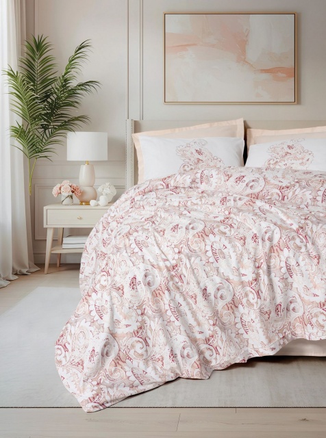 Lenjerie pat roz somon din bumbac Serava Double The Home Collection