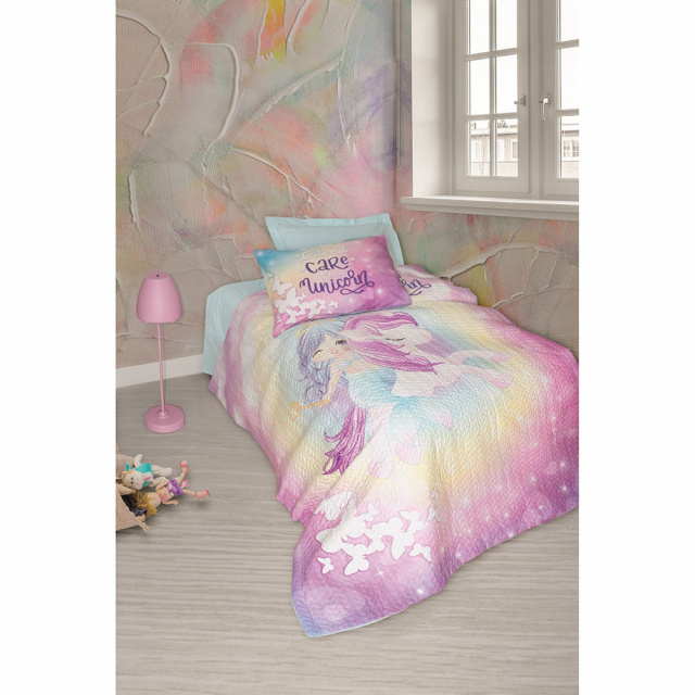 Lenjerie pat verde menta/multicolora din bumbac Sirena The Home Collection