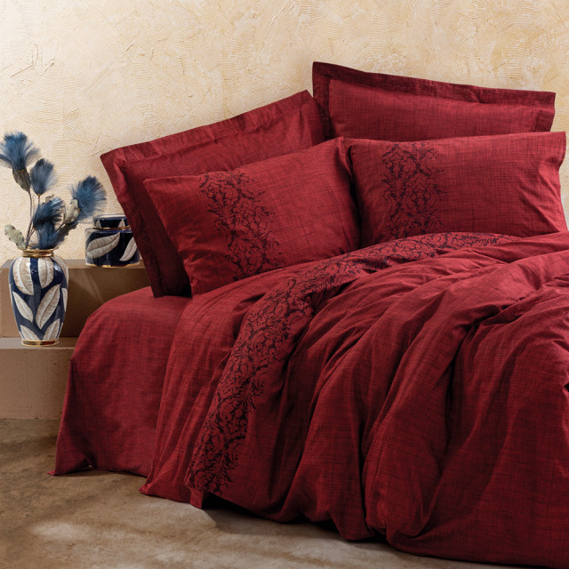 Lenjerie rosu inchis din textil Sooty Single The Home Collection