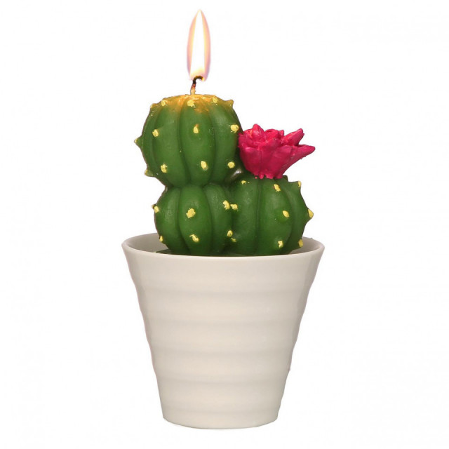 Lumanare multicolora din parafina si ciment 12 cm Cactus Versa Home