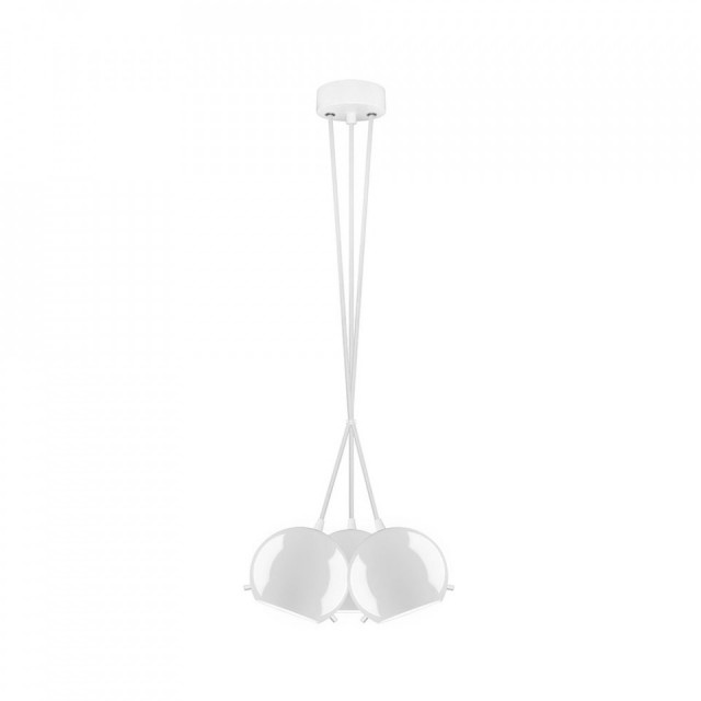 Lustra alba din metal cu 3 becuri Myoo Glossy Triple Sotto Luce