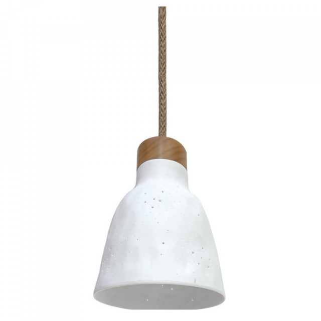 Lustra alba/maro din ceramica si lemn Rosinette Dots The Home Collection