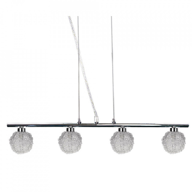 Lustra argintie din metal si sticla cu 4 becuri Wind Candellux