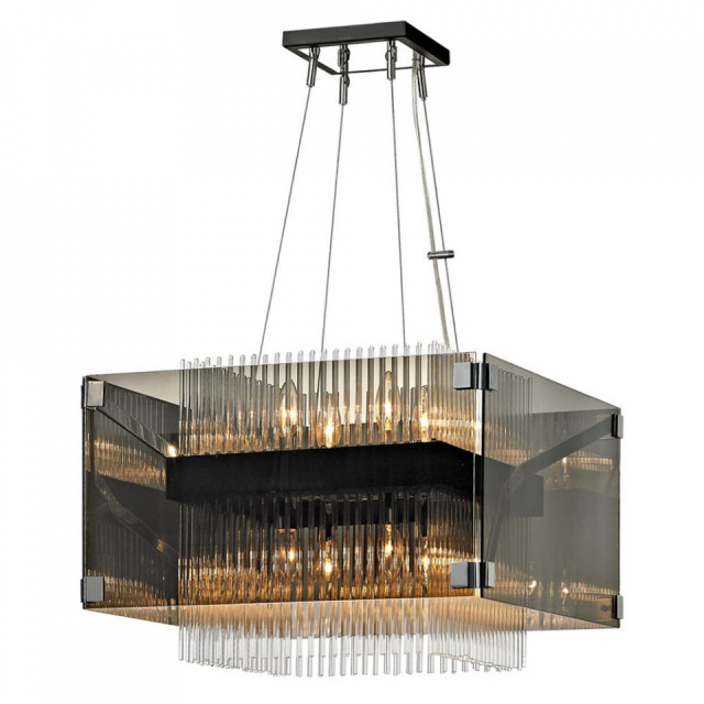 Lustra maro bronz/gri fum din sticla si fier cu 8 becuri Apollo Hudson Valley Lighting