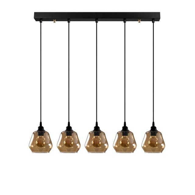 Lustra neagra/aurie din metal cu 5 becuri Glory Line The Home Collection