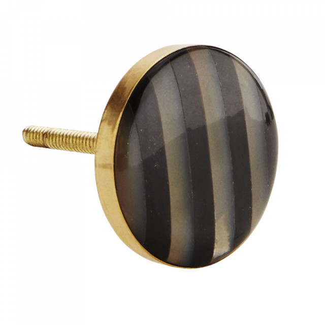 Maner negru din metal Stripes Madam Stoltz