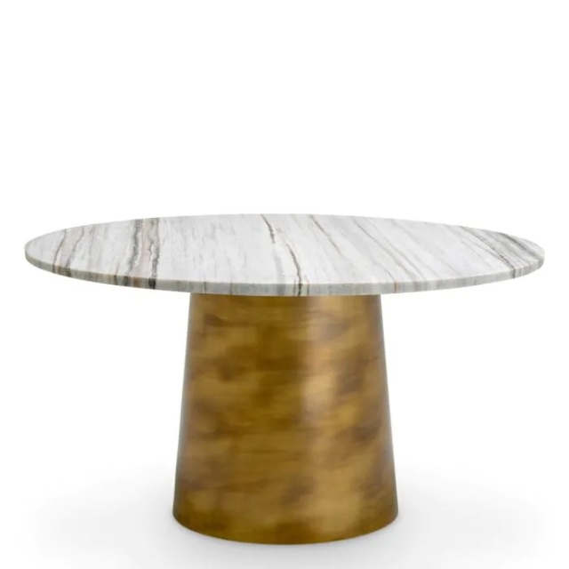 Masa de cafea alba/aurie din marmura 80 cm Nuova Eichholtz