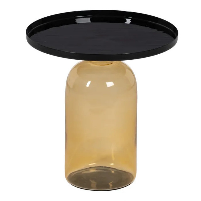 Masa de cafea maro chihlimbar/neagra din sticla si fier 45 cm Lisa The Home Collection