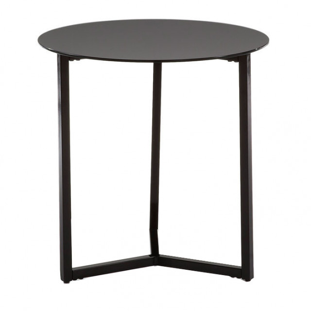 Masa de cafea neagra din otel si sticla 50 cm Raeam Kave Home