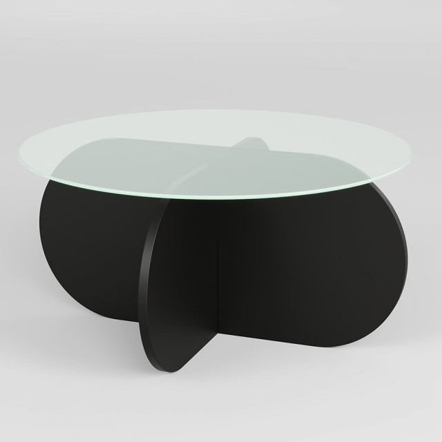 Masa de cafea transparenta/neagra din sticla 75 cm Bubble The Home Collection