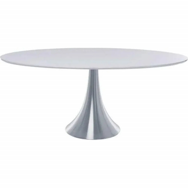 Masa dining alba/argintie din metal 100x180 cm Grande Posibilita Kare