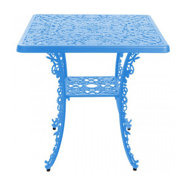 Masa dining albastra din aluminiu 70x70 cm Industry Collection Seletti