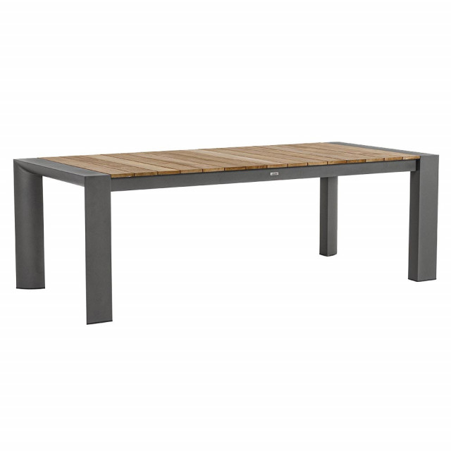Masa dining extensibila gri/maro din lemn de tec si aluminiu 100x228(294) cm Cameron Bizzotto