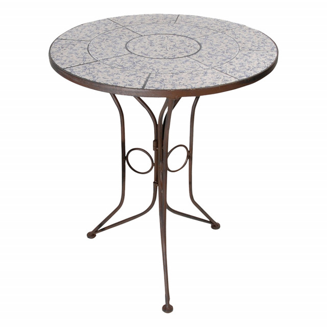 Masa dining exterior multicolora din ceramica 60 cm Senna Esschert Design