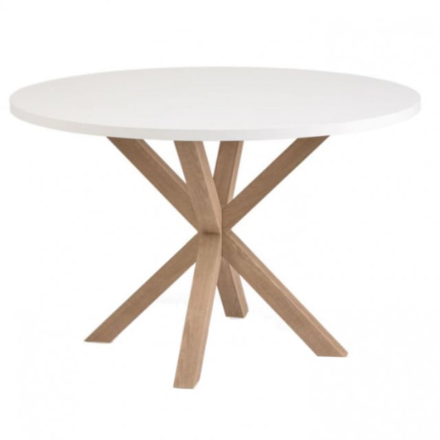 Masa dining maro/alba din lemn 119 cm Argo Kave Home