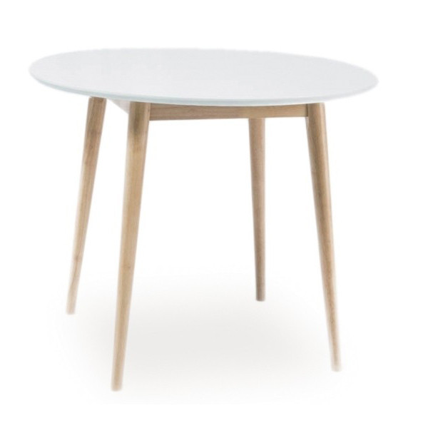 Masa dining maro/alba din lemn 90 cm Larson The Home Collection