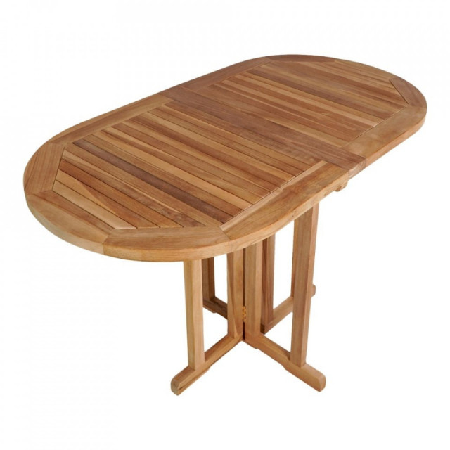 Masa dining pliabila pentru exterior maro din lemn de tec 60x120 cm Huelva House Nordic