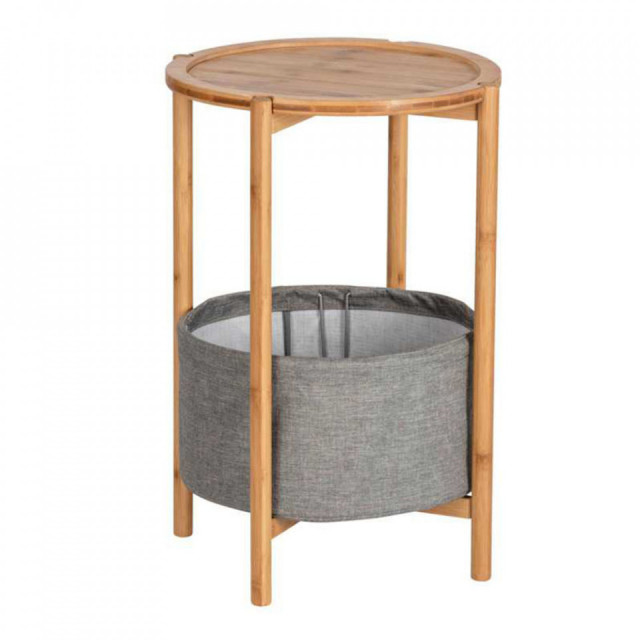 Masa laterala maro/gri din bambus si poliester 42 cm Bahari Wenko