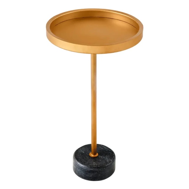 Masa laterala neagra/aurie din metal 30 cm Trayful The Home Collection