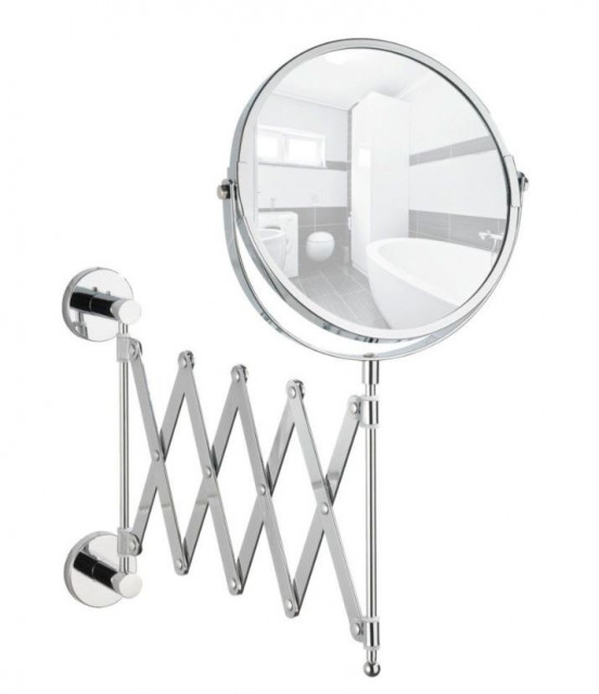 Oglinda cosmetica cu LED argintie pentru perete din otel 19x36 cm Elegance Power-Lock Wenko