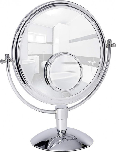 Oglinda cosmetica rotunda argintie din metal 27 cm Grando Wenko