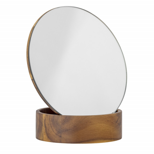 Oglinda de masa rotunda maro din lemn 17x18 cm Rita Bloomingville