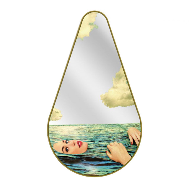 Oglinda decorativa multicolora din sticla si MDF 45x81 cm Sea Girl Toiletpaper Seletti