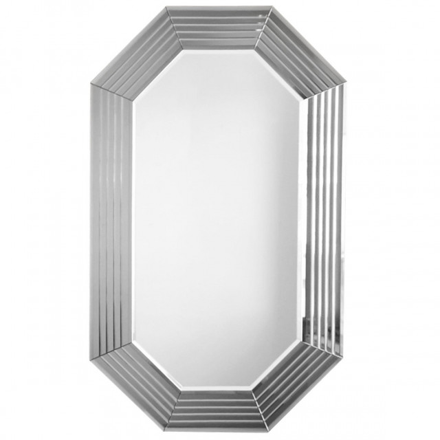 Oglinda octagonala argintie din lemn 60x100 cm Mysha The Home Collection