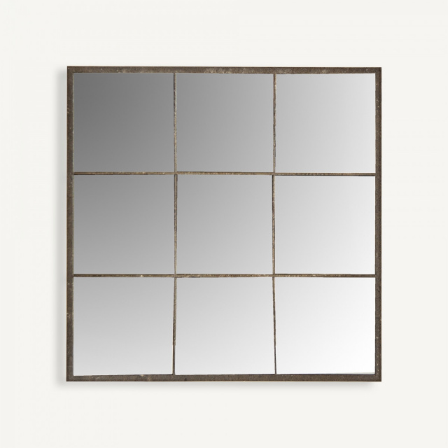 Oglinda patrata gri din metal 100x100 cm Kairel Vical Home