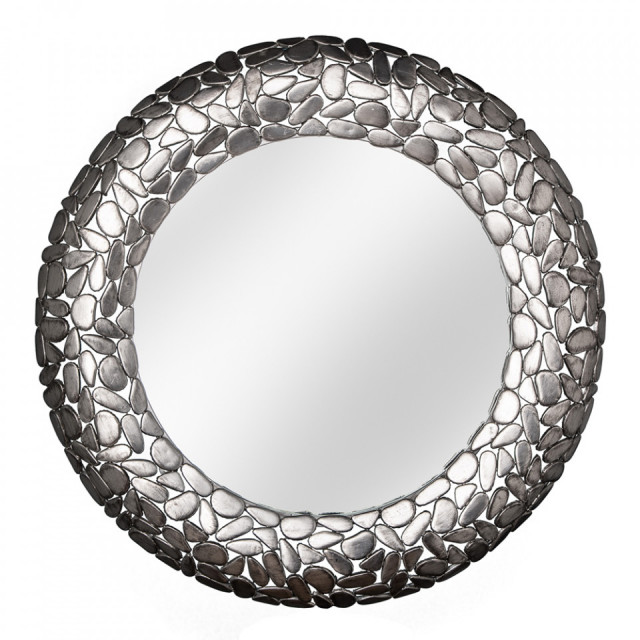 Oglinda rotunda gri argintiu din aluminiu 82 cm Mosaic The Home Collection