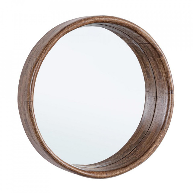 Oglinda rotunda maro din lemn de mango 55 cm Sherman Bizzotto