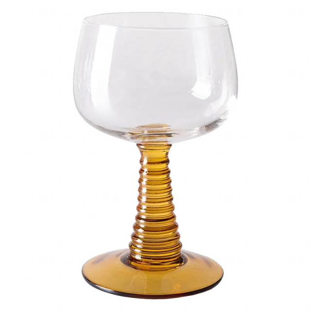 Pahar pentru vin ocru din sticla 250 ml Swirl HKliving