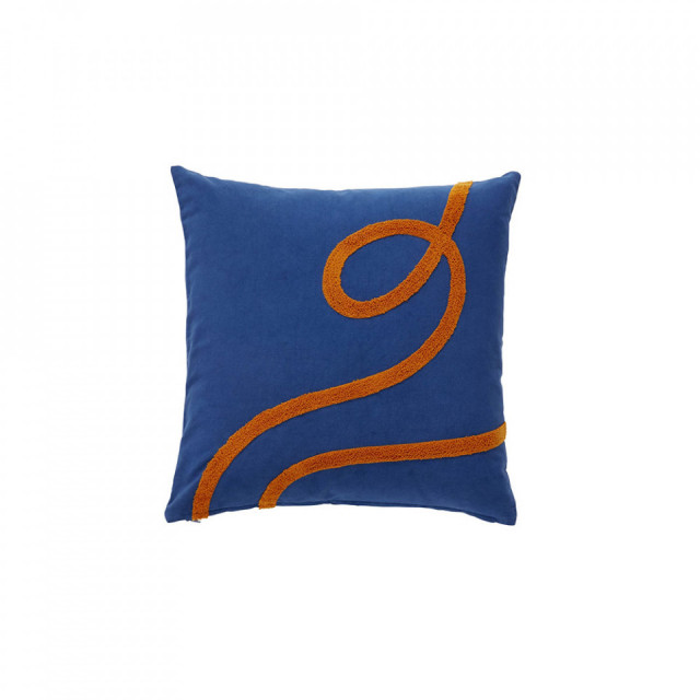 Perna patrata albastra/portocalie din bumbac 50x50 cm Blue Cotton Hubsch
