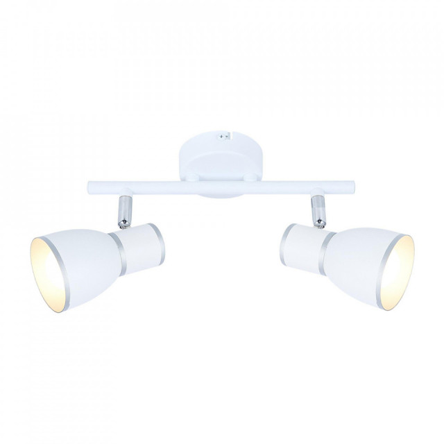 Plafoniera alba/argintie din otel si metal cu 2 becuri Fido Candellux