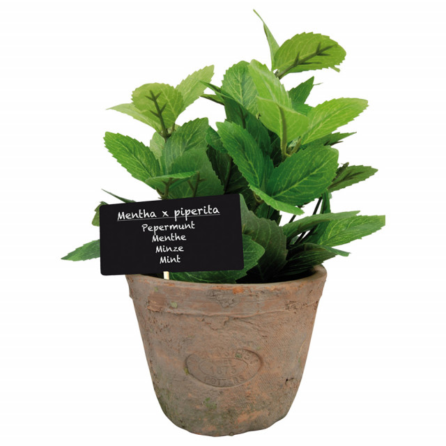 Planta artificiala cu ghiveci multicolora din teracota si polistiren 20 cm Mint L Esschert Design