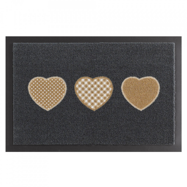 Pres pentru intrare dreptunghiular gri/maro din poliamida 40x60 cm Printy Heart Hanse Home