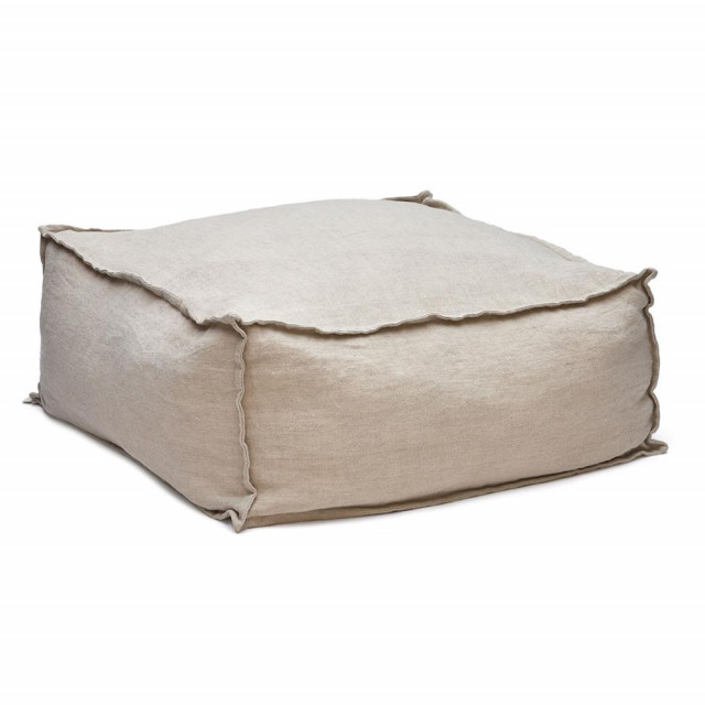Puf patrat bej din textil 50x50 cm Forallac Kave Home