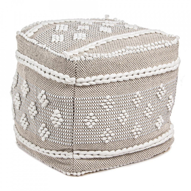 Puf patrat crem din bumbac 45x45 cm Veracruz Bizzotto