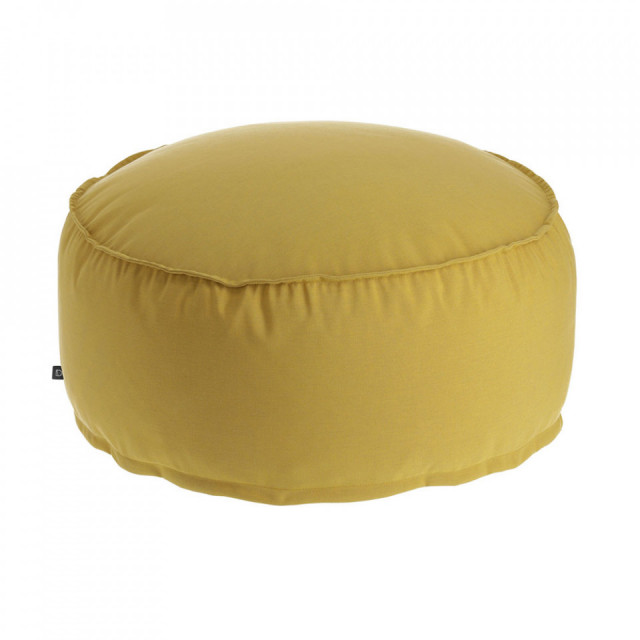 Puf rotund galben din fibre acrilice si in 70 cm Nedra Kave Home